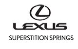 Logo of lexus superstition springs featuring a stylized "l" inside a circle above the lexus wordmark, all against a green background.