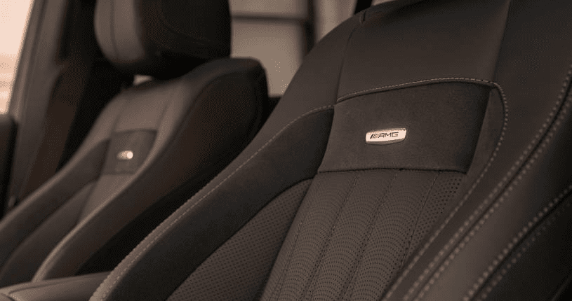 A close up of the seats in a car