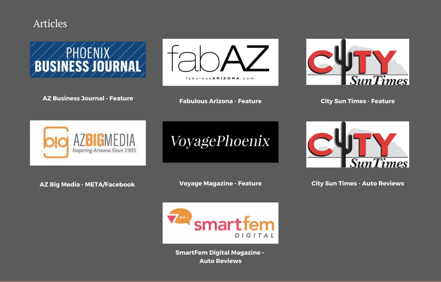 A series of logos that include various magazines.